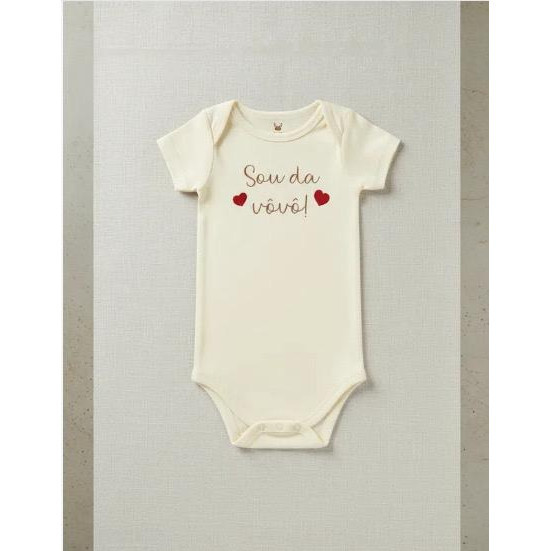 Body Infantil Suede Premium Para anunciar a Gravidez Off White Tecido Macio 0386