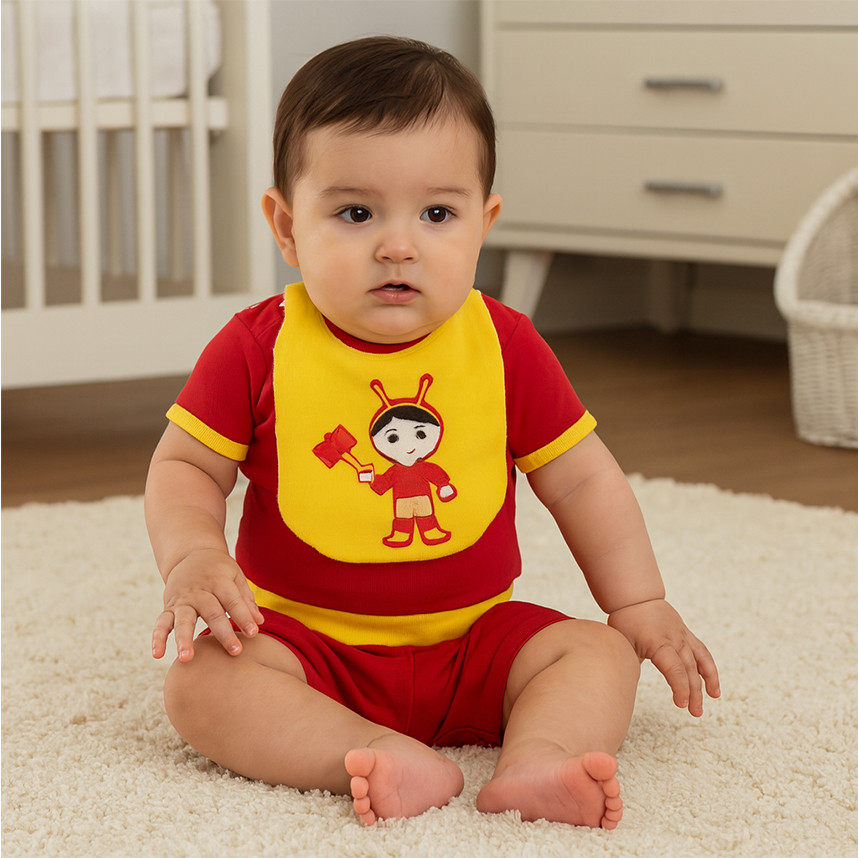 Conjunto Bebê Fantasia Chapolin Colorado Com Babador