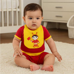 Conjunto Bebê Fantasia Chapolin Colorado Com Babador