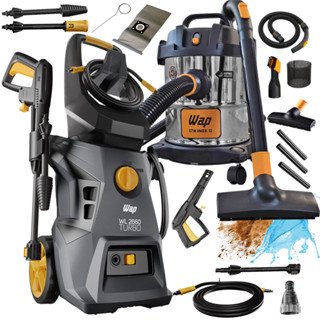 Kit Wap Lavadora Alta Pressão Potente 1800W Cinza Rodas E Aspirador Pó e Água Inox 12 Litros em Oferta na Shopee