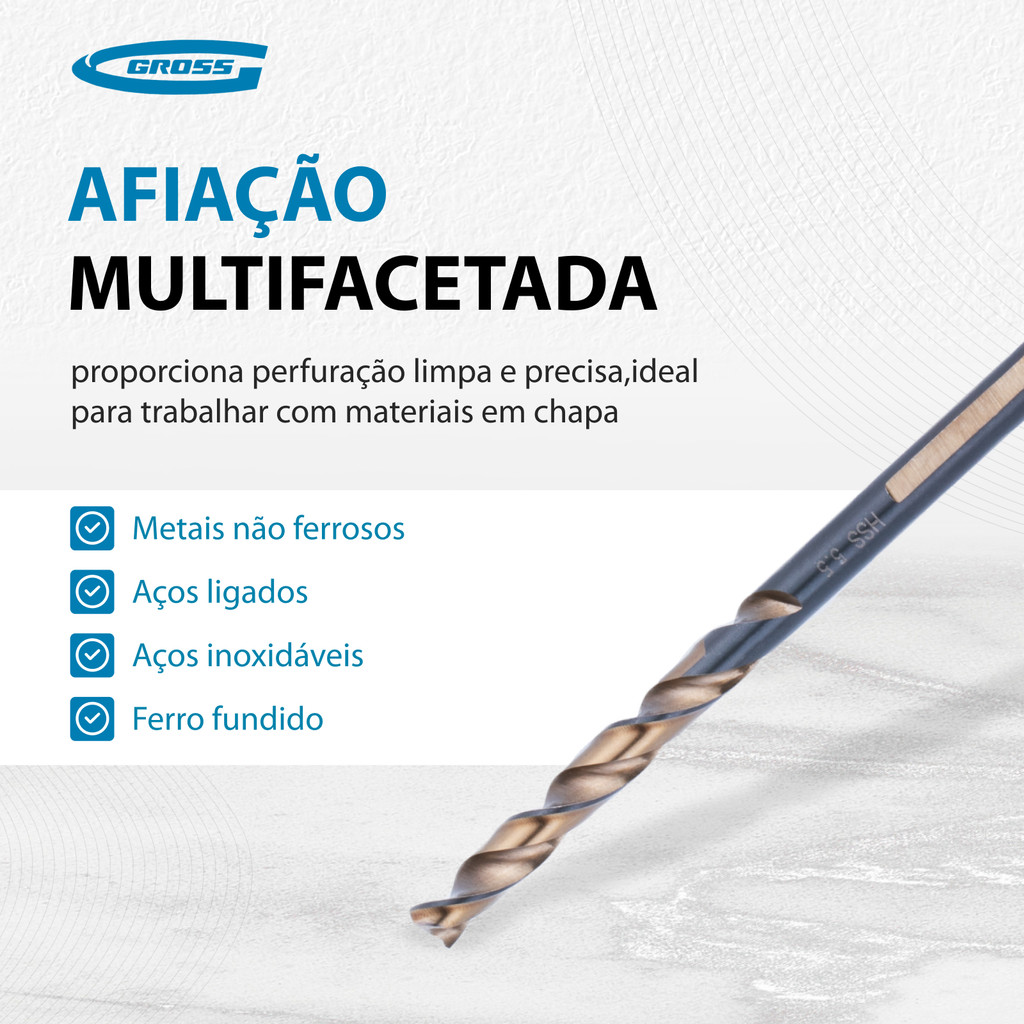 BROCA ACO RAPIDO PROFISSIONAL, INDUSTRIAL, PARA METAL, 5,5 X 93MM, ACO M2, 1PC // GROSS · foto 2