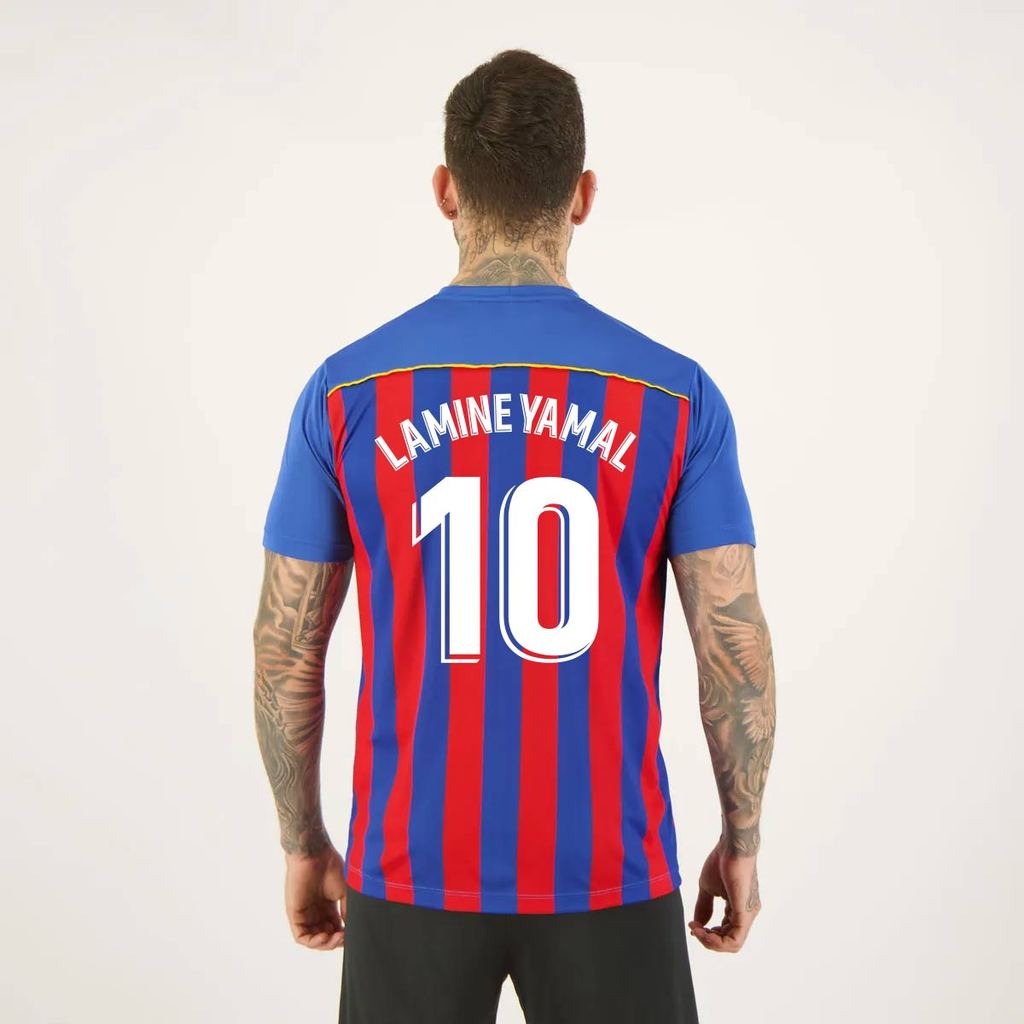 Camisa Barcelona Listrada 10 Yamal em Oferta na Shopee