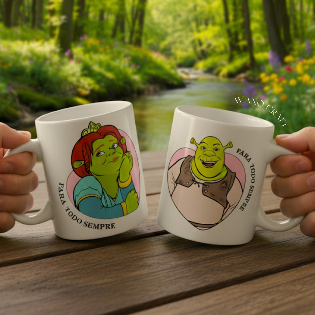 Kit 2 Canecas Shrek Fiona Casal Namorados Romantica Amor Divertida Presente Filme Nerd Geek Xicara em Oferta na Shopee