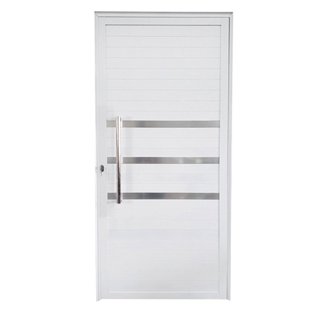 Porta Lambril de Alumínio 210 X 80cm com Friso Linha Veneza Esquadrias Bergamo Abertura Direita Branco em Oferta na Shopee