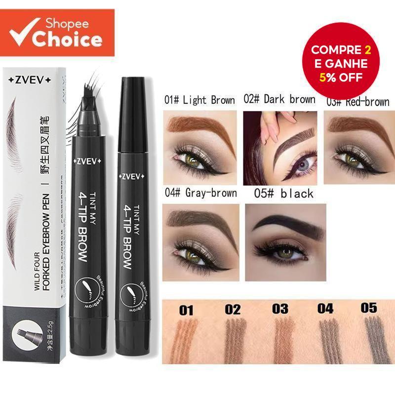 Lápis De Sobrancelha De 4 Pontas-Fixação Natural , Traços Tipo Cabelo , Maquiagem À Prova D