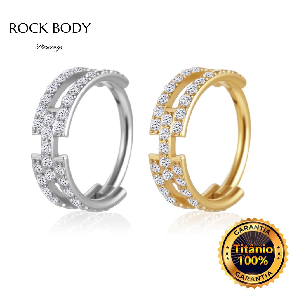 Piercing Conch Argola Titânio Segmento Articulado Zircônia Cravejada 2 Fileiras Nariz Orelha Daith Helix em Oferta na Shopee