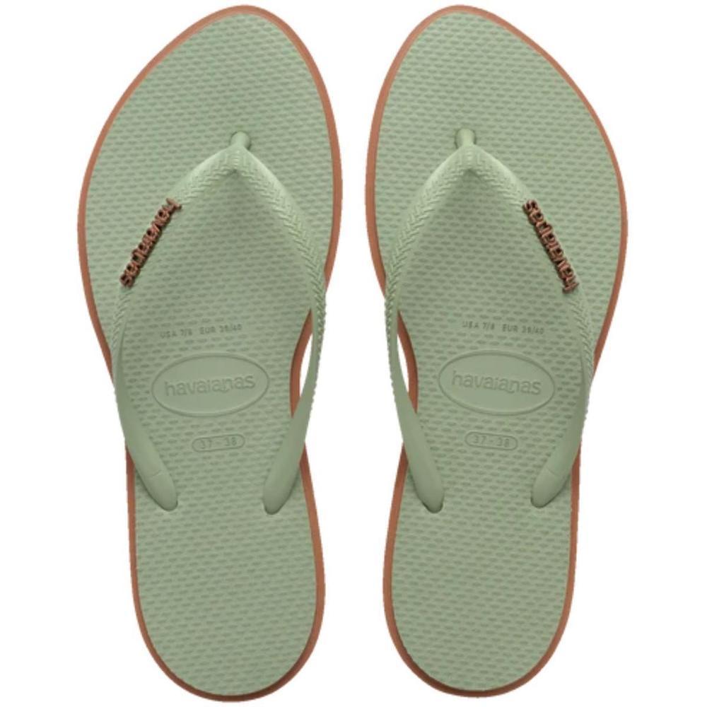 Chinelo Havaianas Slim Point Feminino - Verde e Marrom em Oferta na Shopee