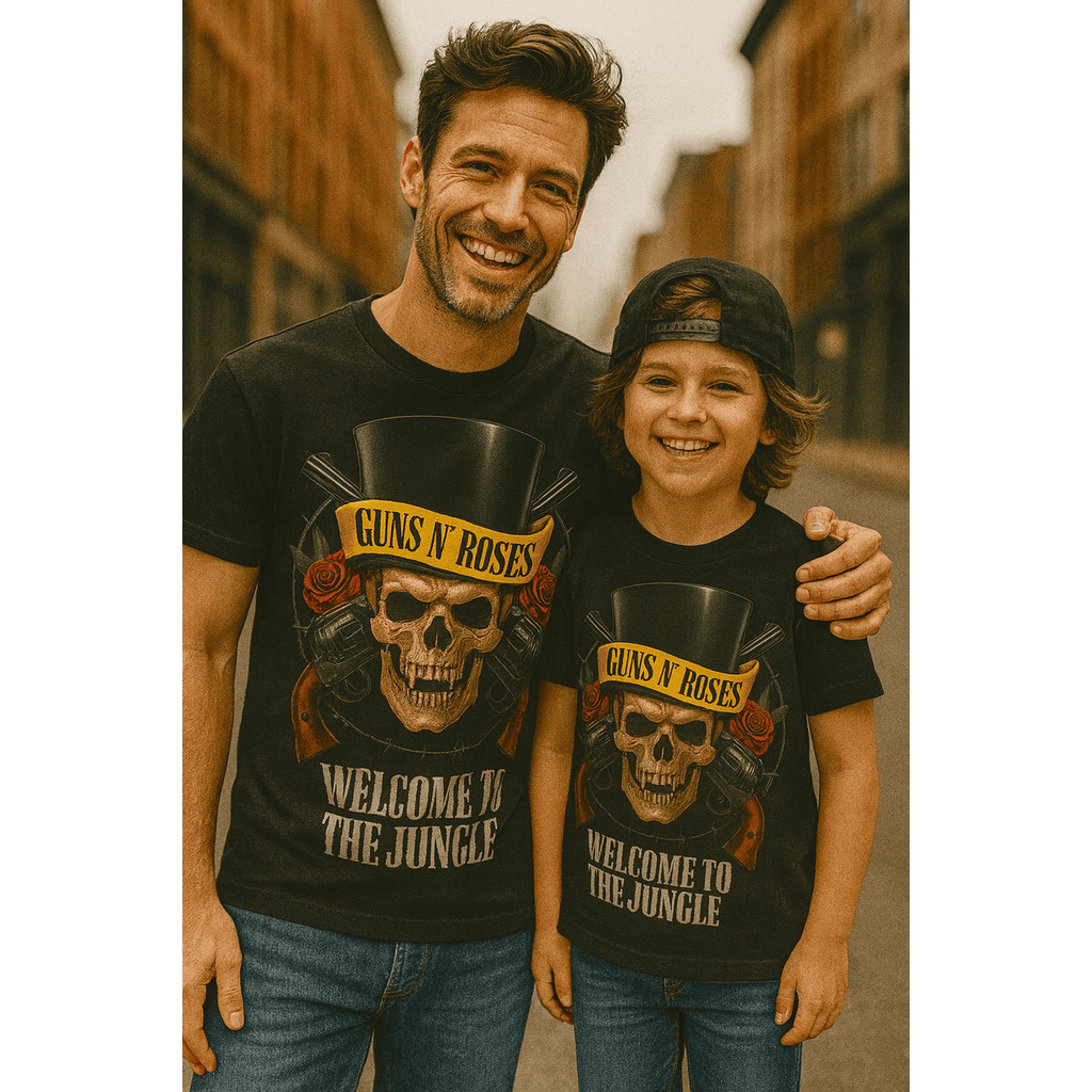 Kit Camiseta Pai e Filho Kit Mãe e Filha Guns N' Roses Camisa Rock And Roll Blusa 100% Algodão