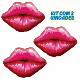 Balão Boca Beijo Metalizado - 3 Unidades em Oferta na Shopee
