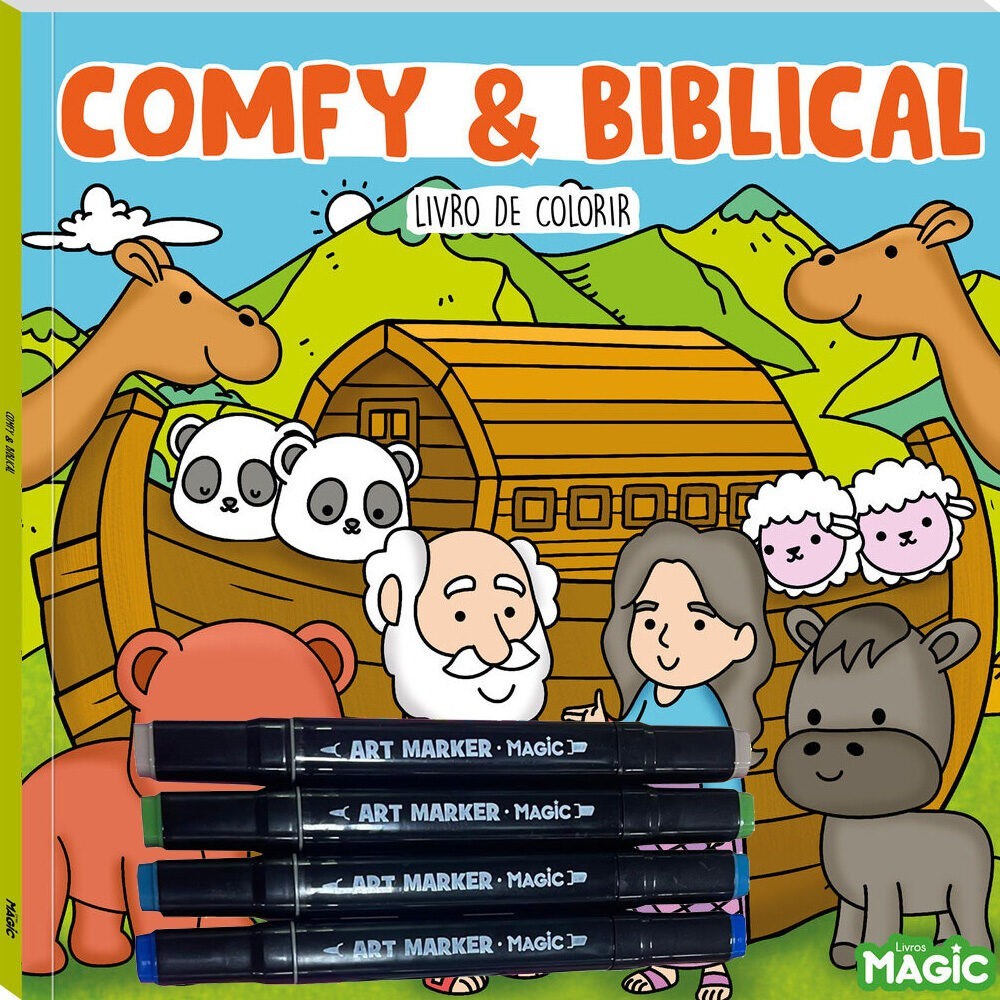 Livro de Colorir Comfy and Biblical - Com 4 Canetinhas Touch - Tik Tok em Oferta na Shopee
