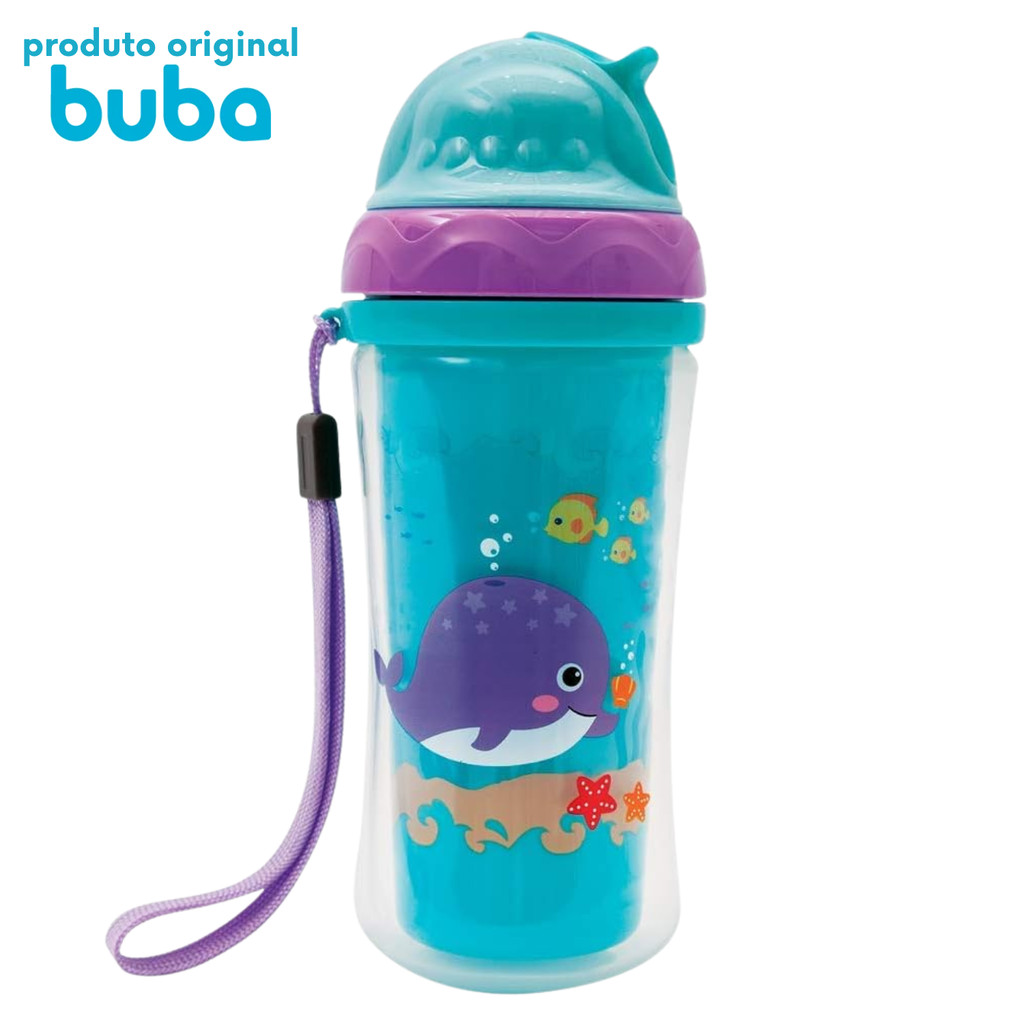 Copo Buba com Canudo Parede Dupla Turminha do Mar