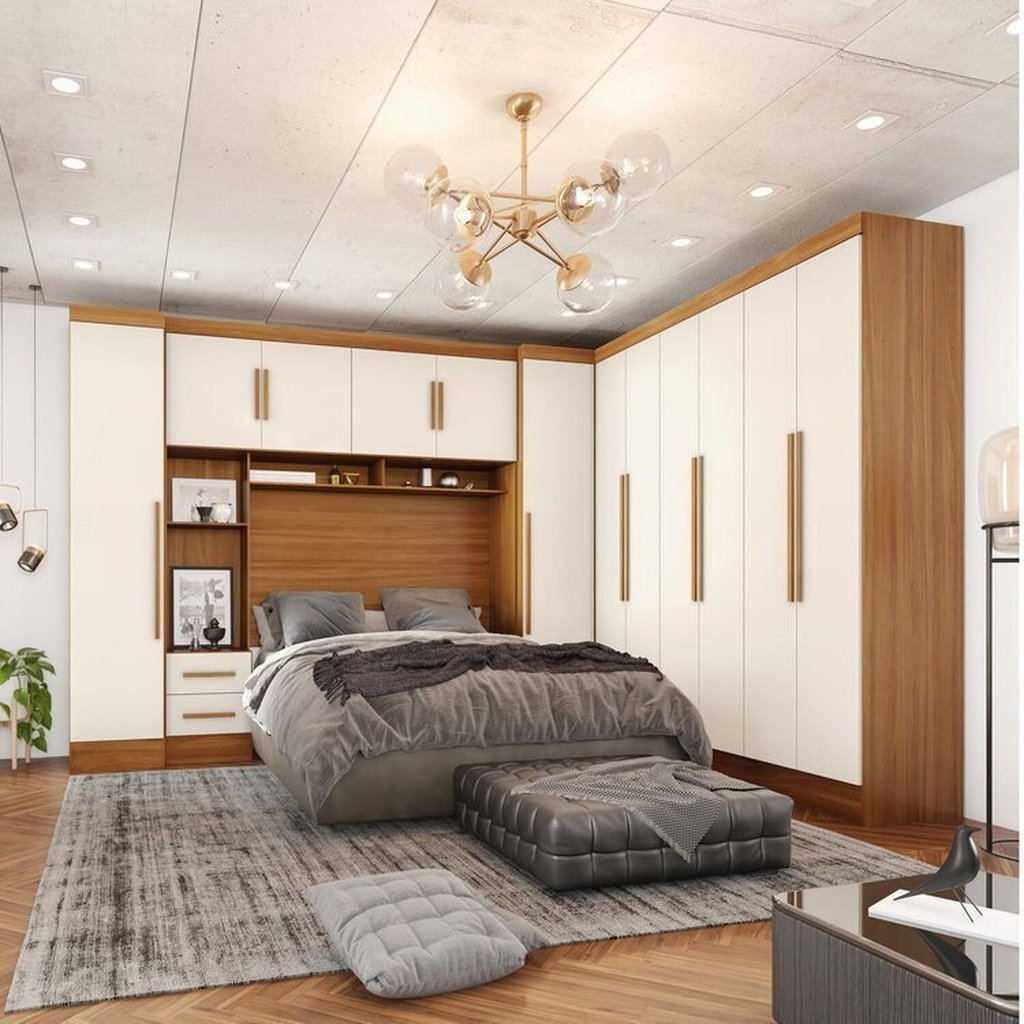 Guarda-roupa Modulado Casal Completo 4 Peças 8 Portas 5 Gavetas com Maleiro Smart Plus em Oferta na Shopee