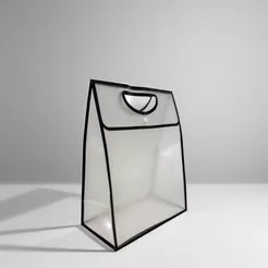 Sacola Transparente Fosca Pvc Alça Plana e Botão Preta - 31x24x12,5cm - 1 unidade - Rizzo