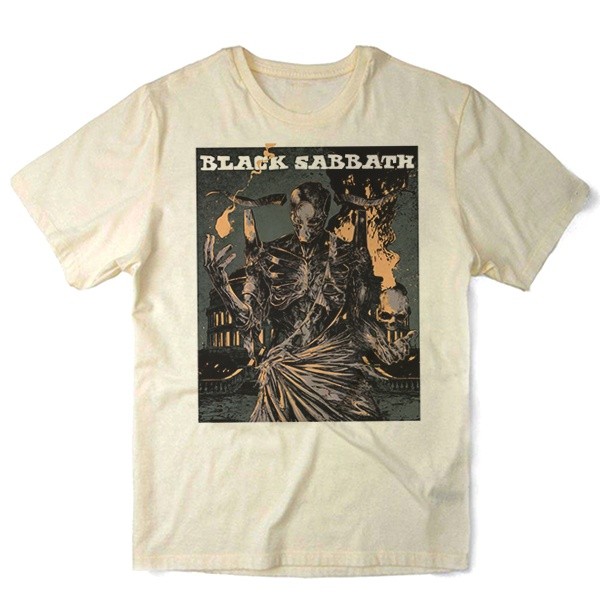 Camiseta Algodao Black Sabbath Banda de Rock Bandas Musica Heavy Metal Ozzy Skull Camisa Unissex Nervous