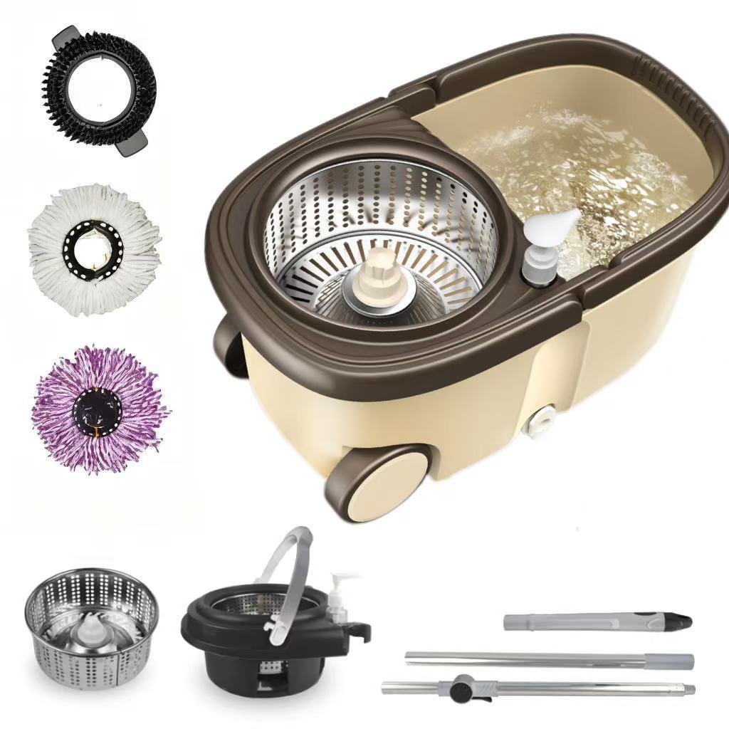 Esfregão 16L Giratório Removível com Cabo de 140cm Cesto de Aço Inox e 3 Refis – Rodo 360° em Oferta na Shopee