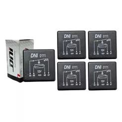 Kit 5 Rele Auxiliar 12v 40a 4 Terminais Sem Suporte DNI 0111 Uso Geral Rele 40a 12v