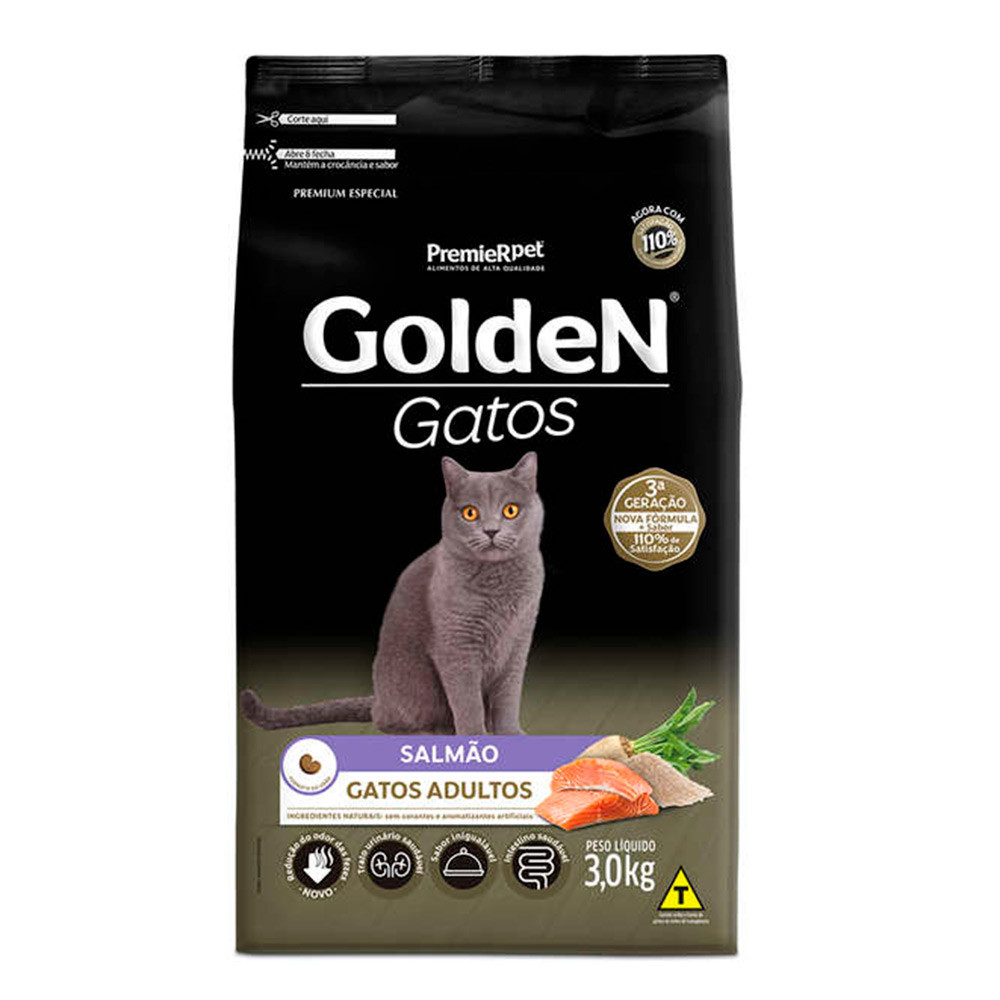 Ração Premier Golden para Gatos Adultos Salmão 3kg em Oferta na Shopee
