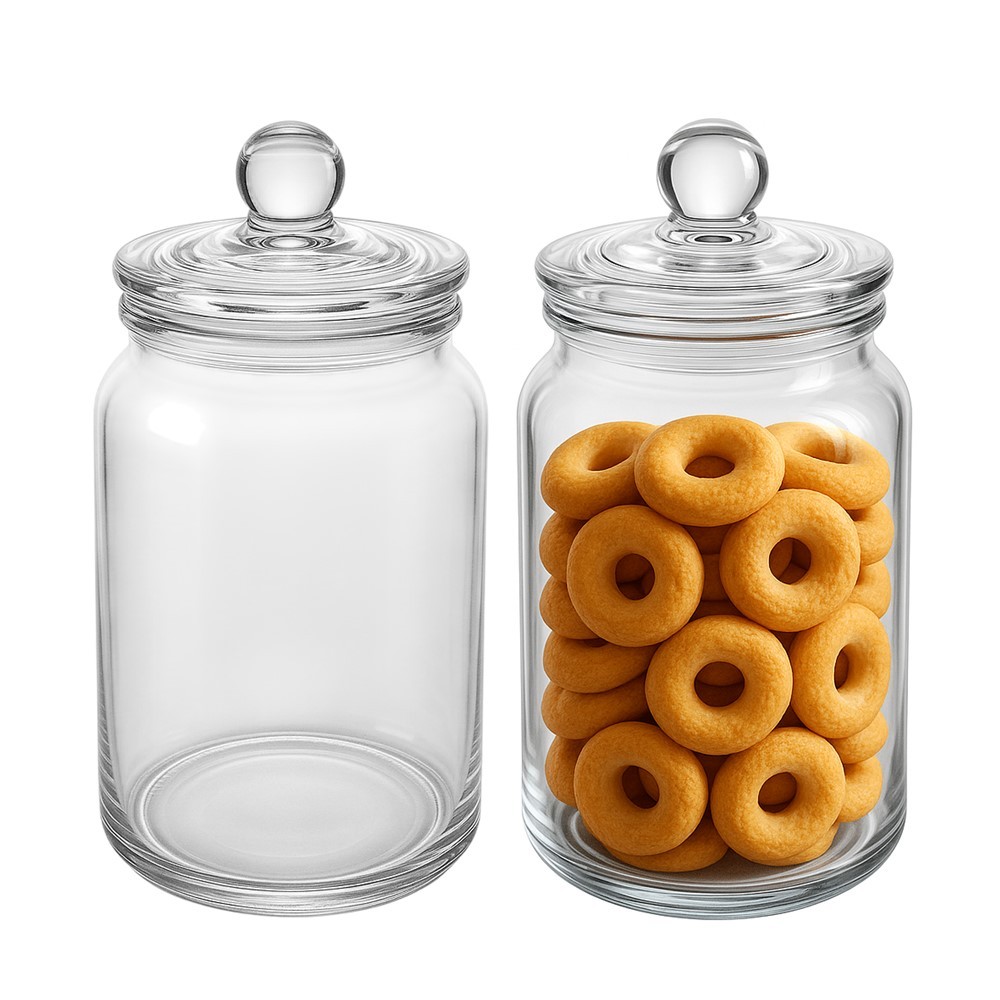 Kit 2 Pote  Hermético de Vidro Porta Mantimentos com Tampa Transparente Cereal 1,6l Lyor