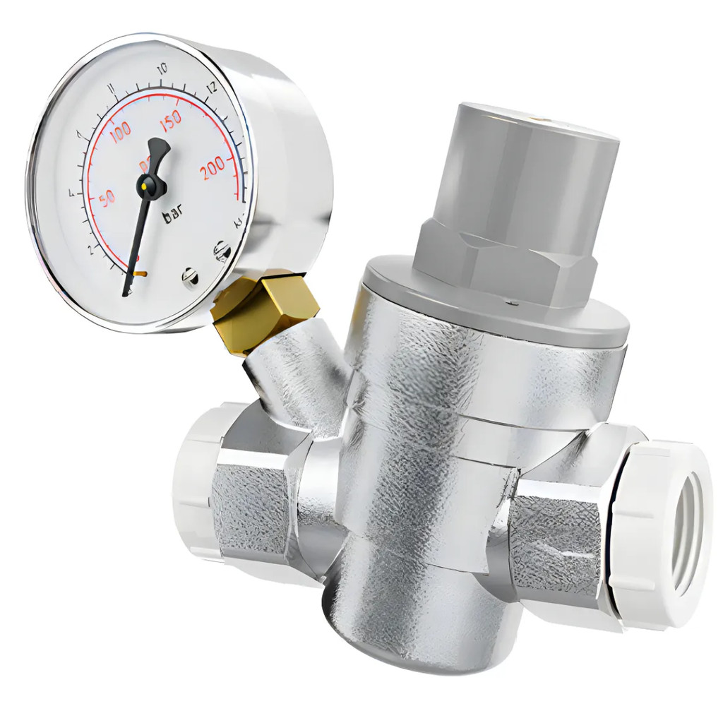 Válvula Redutora Pressão C/ Manômetro 1/2 E 3/4 Blukit em Oferta na Shopee