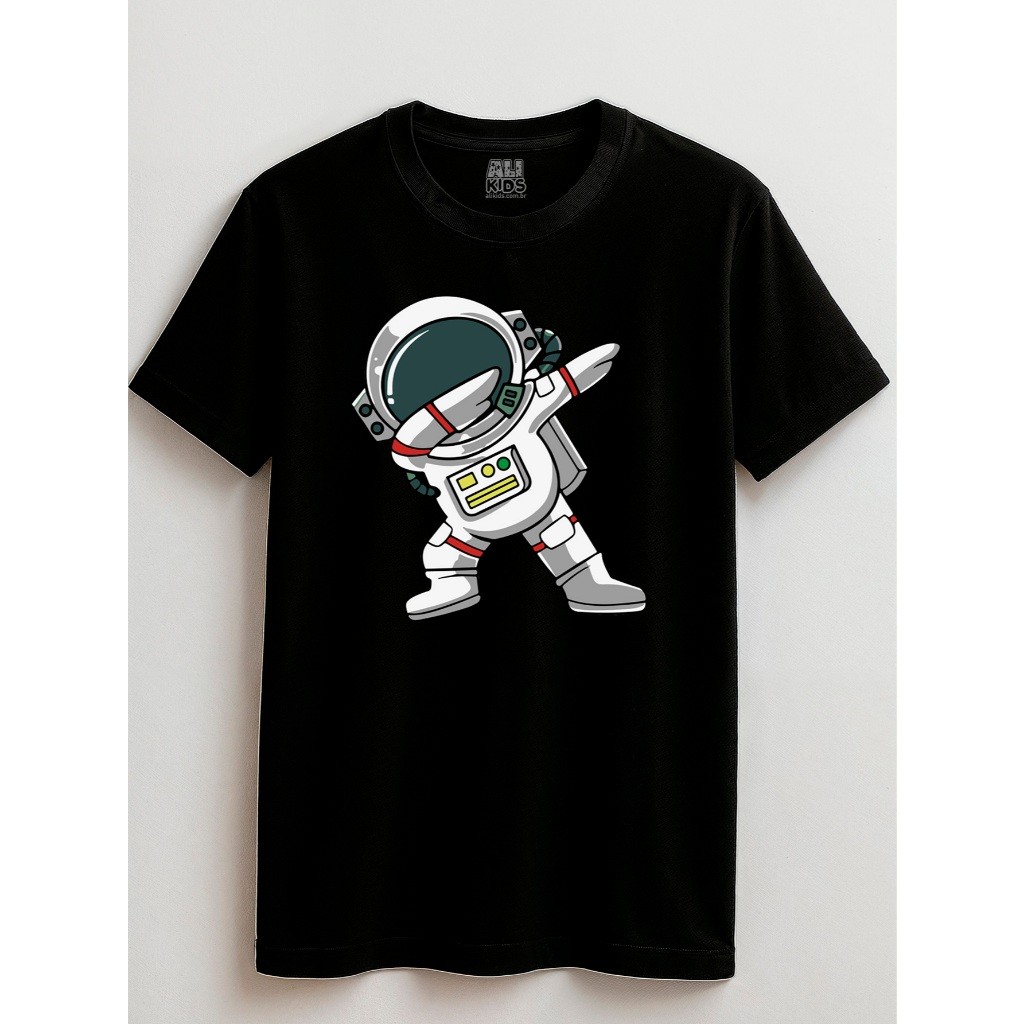 Camiseta Astronauta Dab Juvenil e Infantil 2 ao 16 anos 100% Algodão Unissex