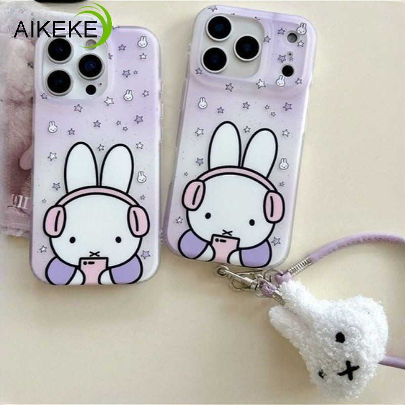 Capa De Telefone De Coelho Roxo Fofo Para Samsung Galaxy A07 A06 A05S M05 F05 A04S A04E M04 F04 A03 Core A03S A02S M02S 