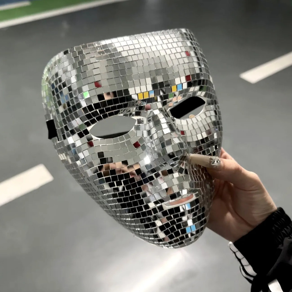 Cyberpunk rosto cheio espelho máscara de vidro reflexivo cosplay Masquerade festa vestir-se máscara Halloween