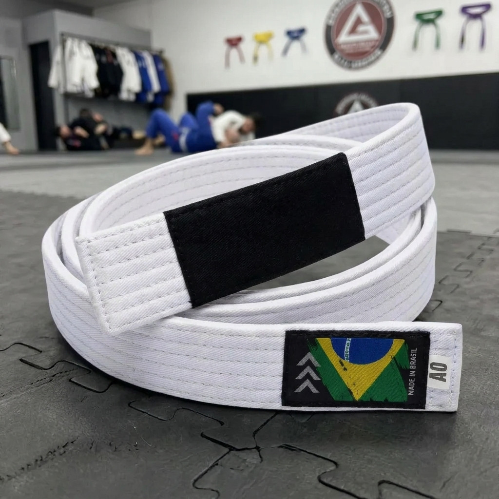 Faixa Jiu Jitsu Reforçada Sequência Profissional 4mm 6 Costuras Treino Competição Ponta Graduação Estrutura Reforçada