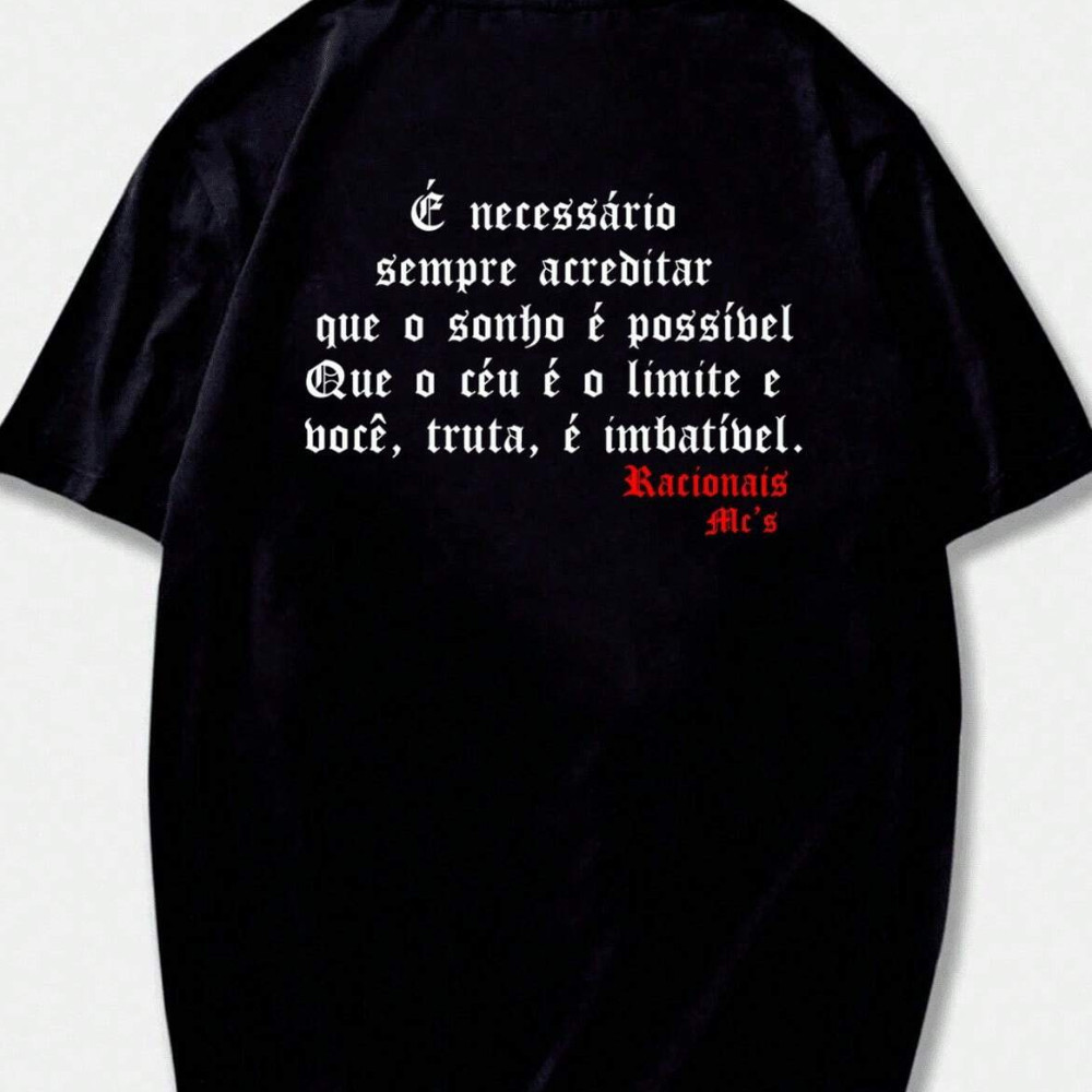 Camiseta Unissex 100% Algodão 30.1 Streetwear Racionais Blusa Lançamento Envio em 24hrs Após a Compra!!