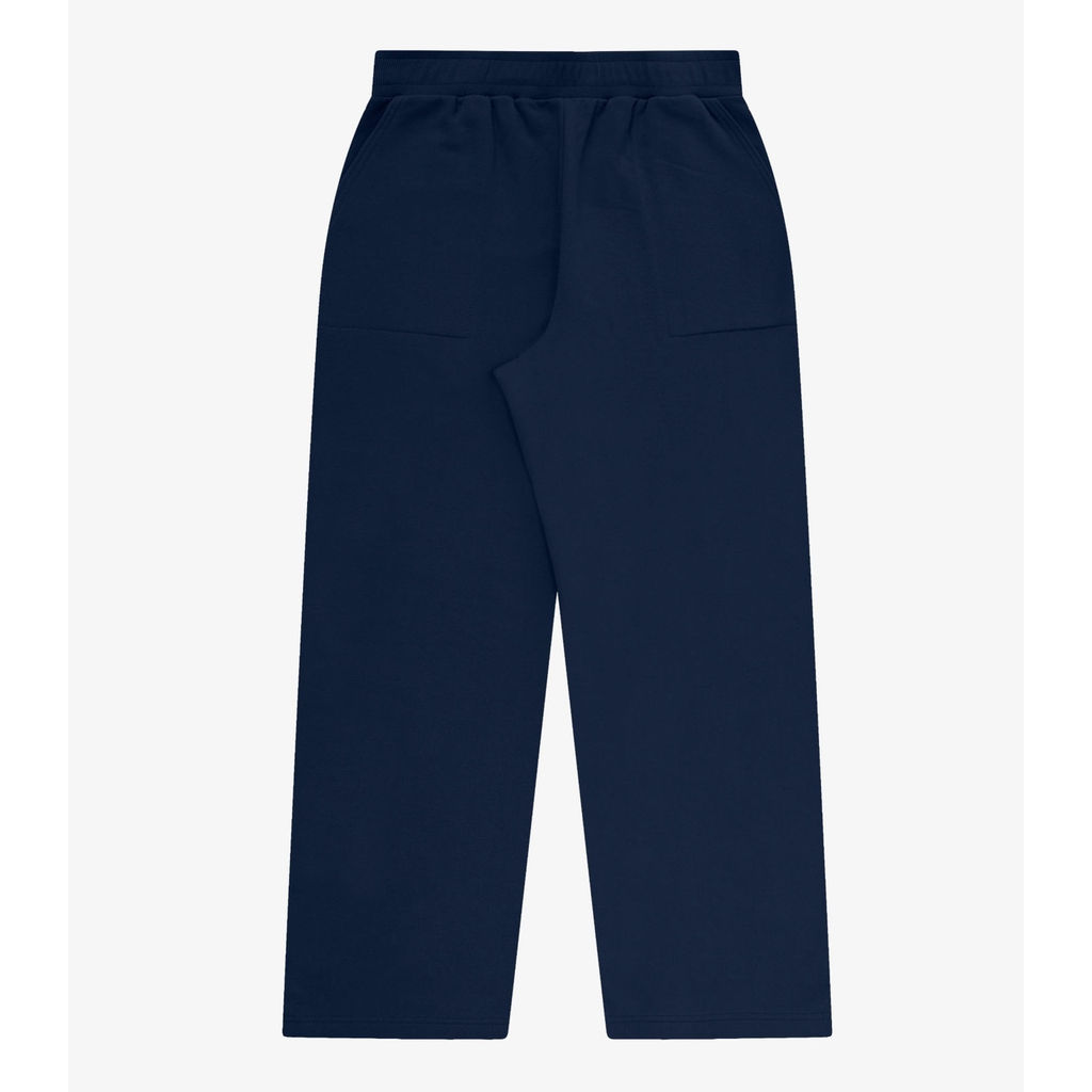 Calça Wide Leg Moletom Peluciado Básico Rovitex Azul