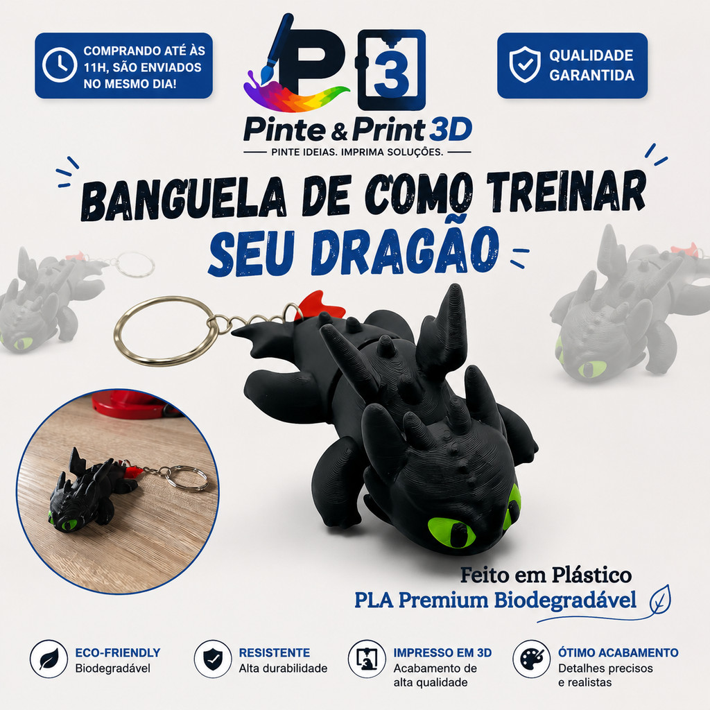 Chaveiro Articulado 3D Flexível PLA Premium Criativo Presente Mochila Bolsa Pinte&Print3D