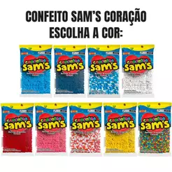 Confeito Sam's Coração Balinhas Drageadas 300g - Escolha a cor!