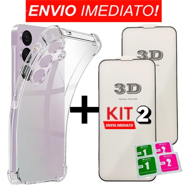 Kit 2 Película Vidro 3D + Capa Capinha Transparente Para Samsung A11 A12 A13 A14 A15 A22 A23 A24 A25 A31 A32 spx 010