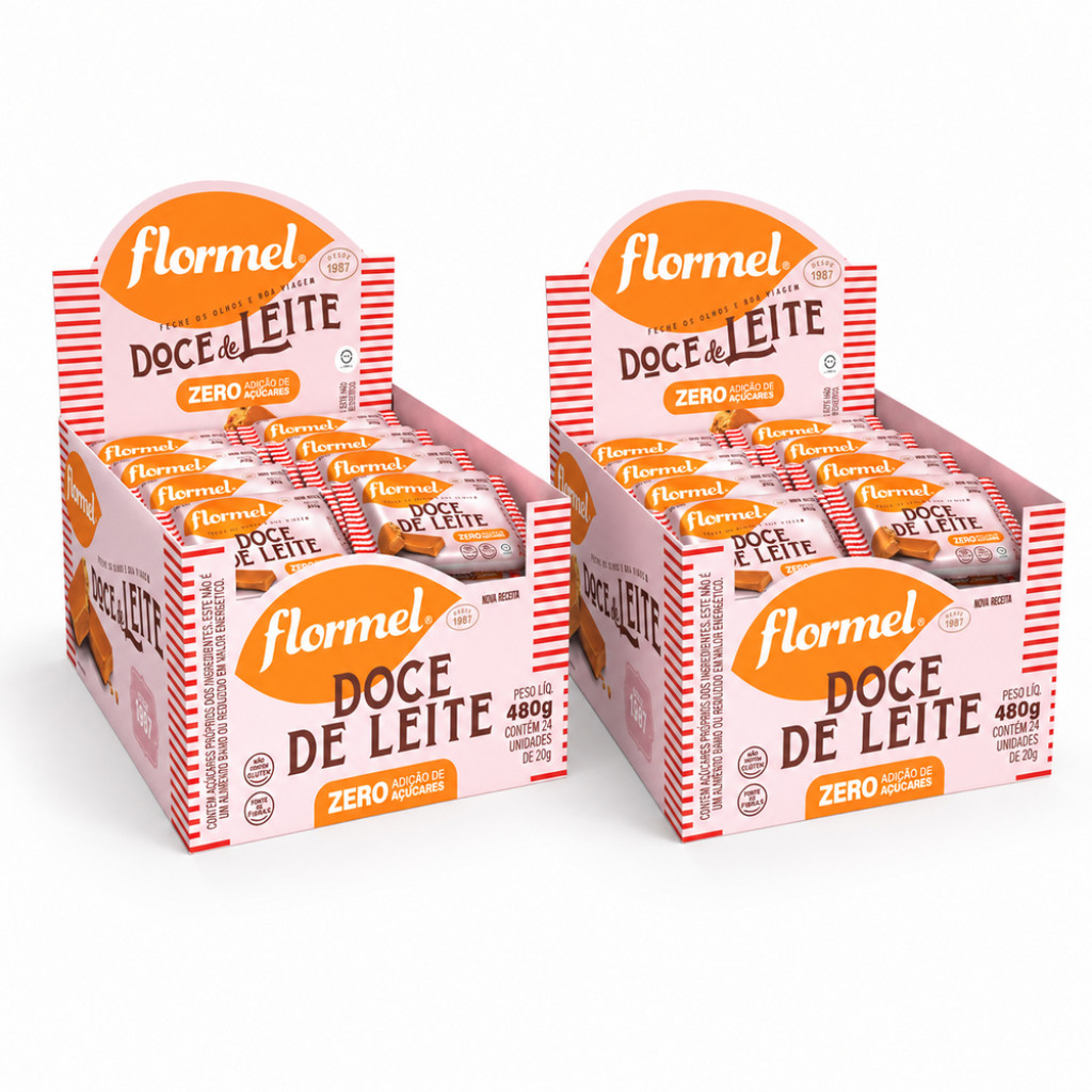 Kit 2 Caixas Doce de Leite Zero Açucar Sem Glúten Flormel 20g