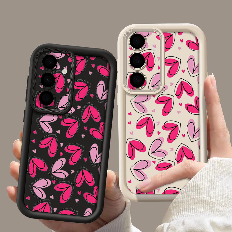 Capa de Telefone com Padrão de Coração para Samsung Galaxy A57 A37 A56 A36 A17 A16 A15 A14 A27 A26 A25 A55 A35 A54 A34 C