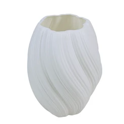 Vaso Decorativo De Plástico Moderno para Estante e Sala Branco Canelado Castela