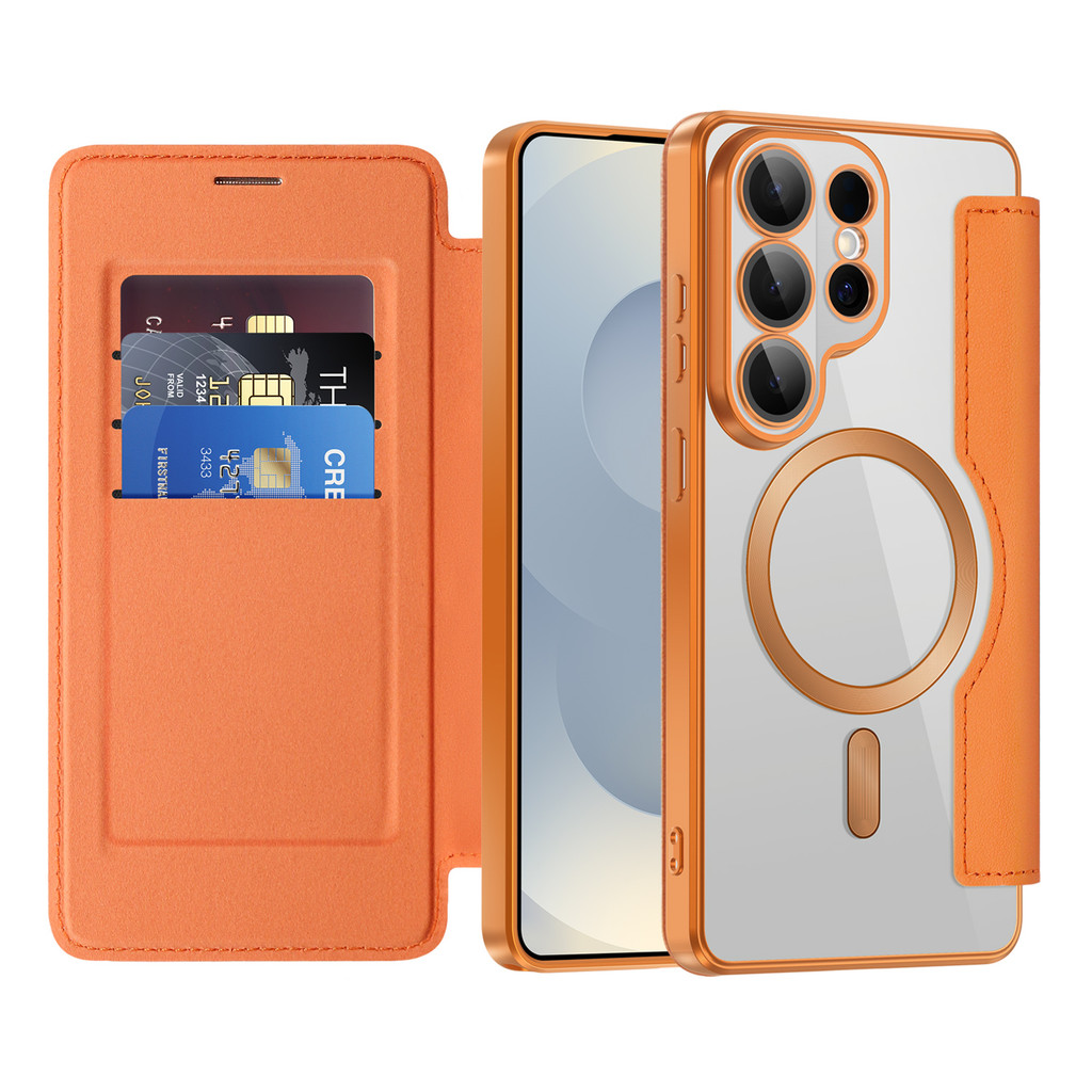 Para Samsung Galaxy S26 Ultra/S26 Plus/A27 A37 A57 S25 Edge S23 FE S24 S25 S26 Capa Flip Com 3 slots Cartão Traseira Tra