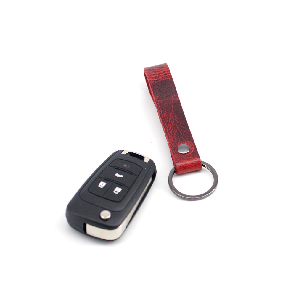 Chaveiro artesanal de couro grosso, chave de carro, fivela suspensa, couro genuíno, retrô, simples, presentes de negócio