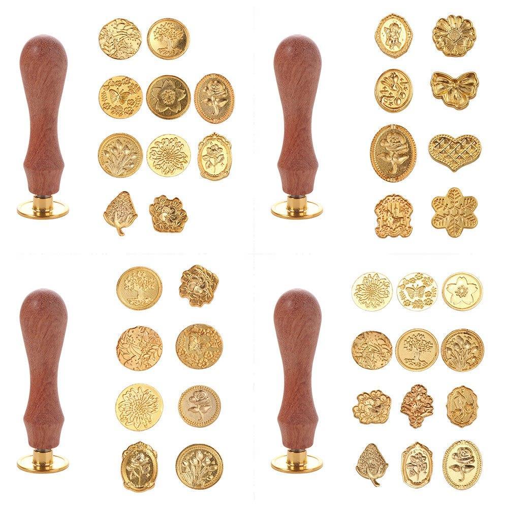 8/10/12Pcs Kit De Cabeça De Carimbo De Cera , Conjunto Criativo De Selos Selo De Laca Multiformato