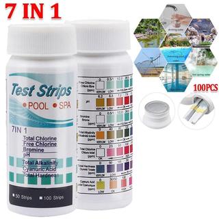  100 Unidades De Tira De Teste De Qualidade Da Água , Tiras Portáteis Piscina De Alta Sensibilidade , 7 Em 1