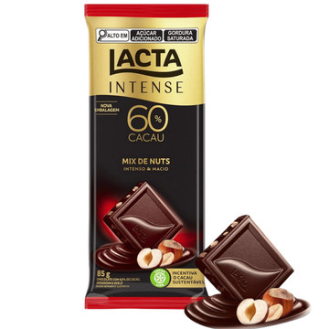Chocolate Lacta Intense Amargo 60% Cacau Mix De Nuts