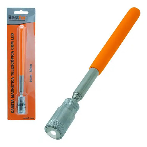 Caneta Magnética Telescópica Bestfer BFH3621 com LED Extensível 80cm Pega Pega Imã Recolhe Parafuso Ferramenta