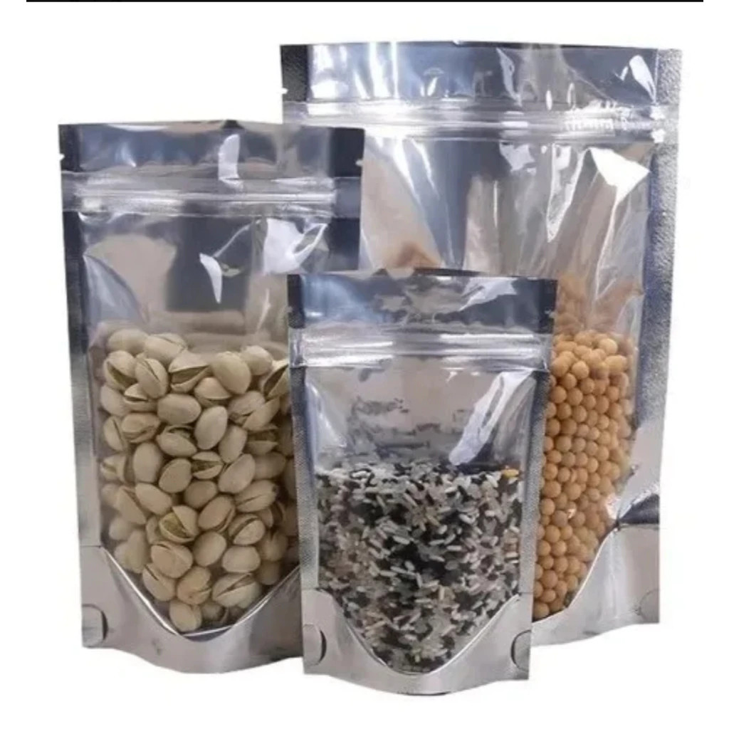 Kit Com10/20/50 Unidades Saco Saquinho ZIP Metalizado Hermético C/Visor Para Alimentos Lembrancinha de Festa