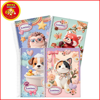 Cadernos Sweetness 10 Matérias Jandaia 160 Folhas Capa Dura Grande Estampas Variadas Luxo Fashion