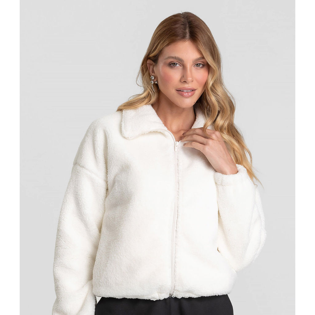 Jaqueta Feminina Bomber Carneirinho Dianna Off White