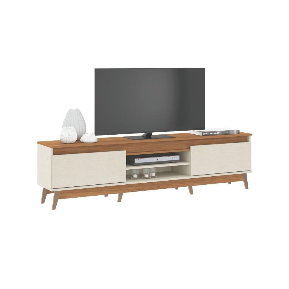 Rack para TV Miami 65" 180CM MDP 2 Portas Freijó e Off White Menu Móveis