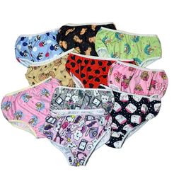 Kit com 10 calcinhas infantis de 1 a 10 anos menina conforto Viés