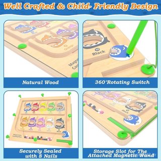 Labirinto Magnético de Cores e Números, Brinquedos Montessori para Contagem e Correspondência, Jogo de Tabuleiro de Labi