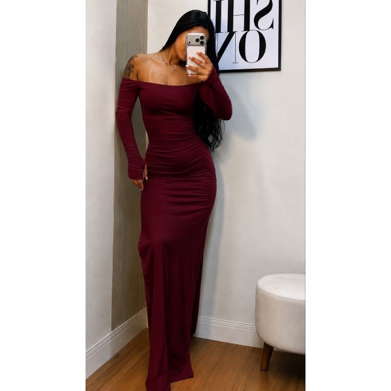 Promoção vestido iza suplex com bojo com dedeira com fenda nas laterais