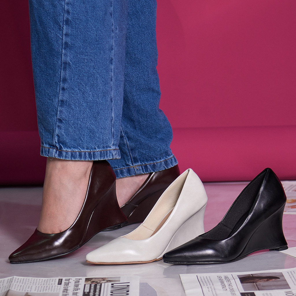 Scarpin Feminino Salto Anabela Encurvado Bico Fino Confortável Casual Elegante Trabalho Festa