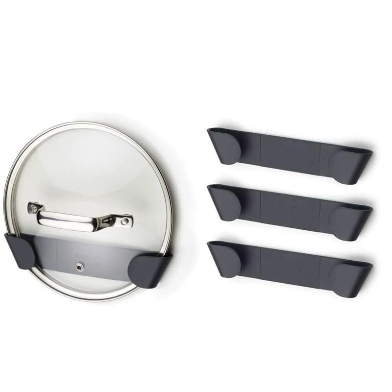 kit 5 suportes para Tampas de Panela  Porta Tampas Adesivo ou fixação com parafuso para Armário Cozinha